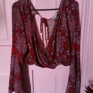 Charlotte Russe red bell sleeve crop top